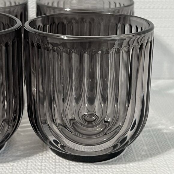 Gatsby ART DECO Set of 4 On The Rocks Smoky Gray Glasses Bar 11oz 325ml Apollo - Picture 7 of 13
